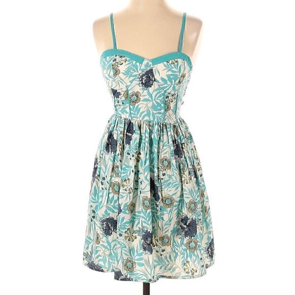 NEW NWT BOG COLLECTIVE BAND OF GYPSIES Red Navy Blue Floral Bustier Mini Dress M - Picture 4 of 15